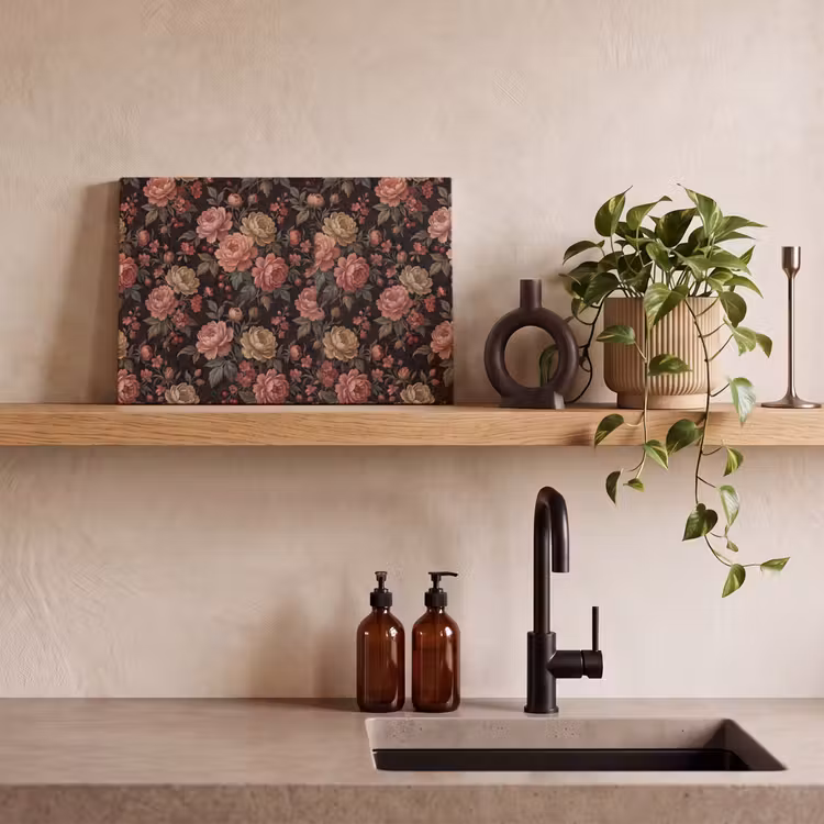 Bloemen - Patroon - Natuur - Vintage - Roze canvas 2cm klein -sfeer3