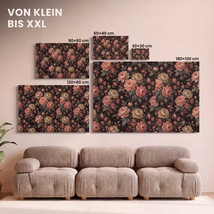 Bloemen - Patroon - Natuur - Vintage - Roze canvas 2cm klein -Xsfeer8_DE