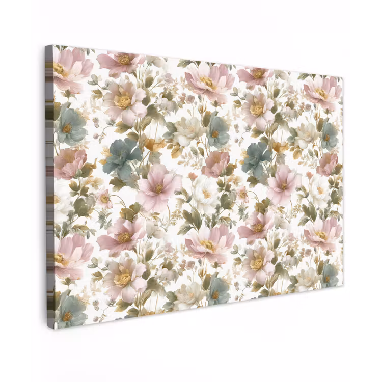 Bloemen - Patroon - Pastel canvas 2cm klein 34 -z3d