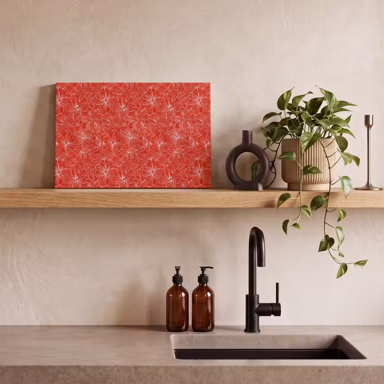 Bloemen - Patroon - Rood canvas 2cm klein 34 -sfeer3