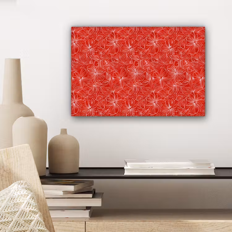Bloemen - Patroon - Rood canvas 2cm klein 34 -sfeer6