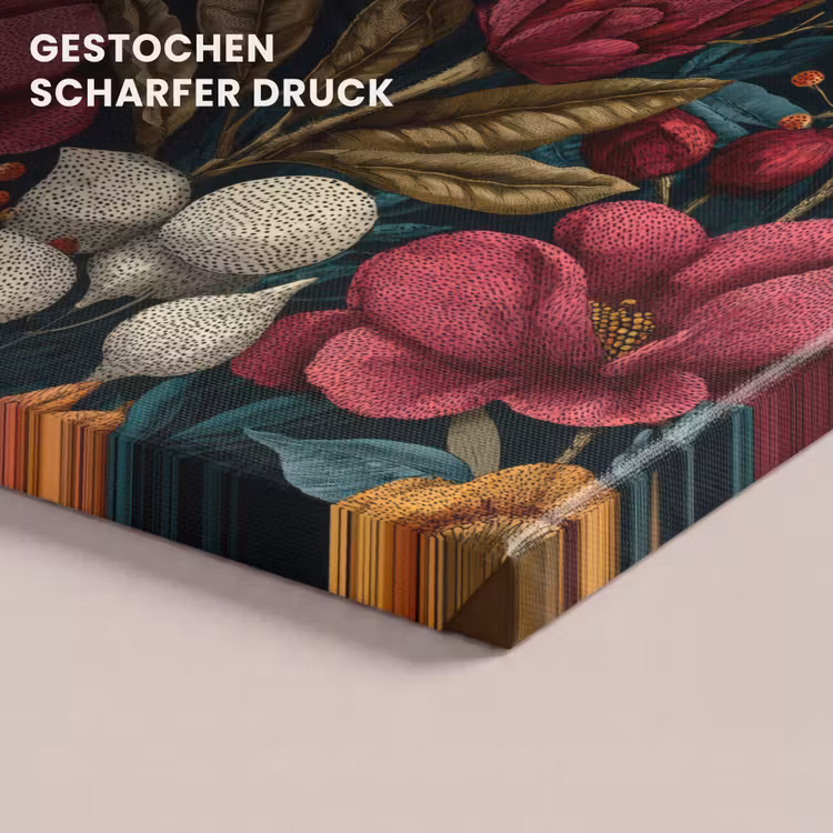 Bloemen - Patroon - Rood - Goud canvas 2cm klein 34 -uniquesellingpoint_afwerking-onlywow_DE