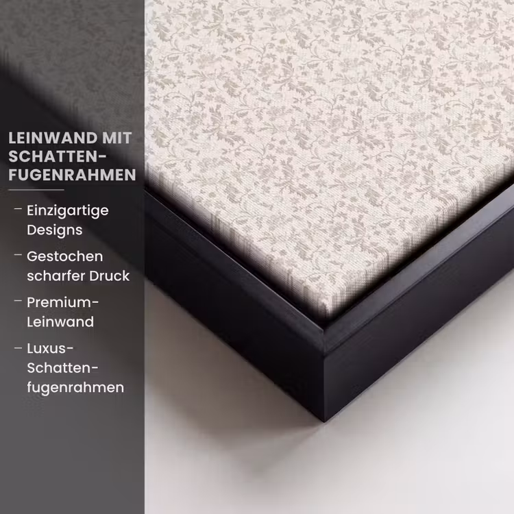 Bloemen - Patroon - Taupe Canvas met baklijst klein 1125 -uniquesellingpoint_productkenmerken_DE