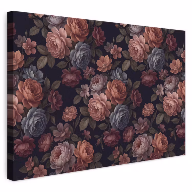 Bloemen - Patroon - Vintage - Donker - Roze canvas 2cm klein -3d
