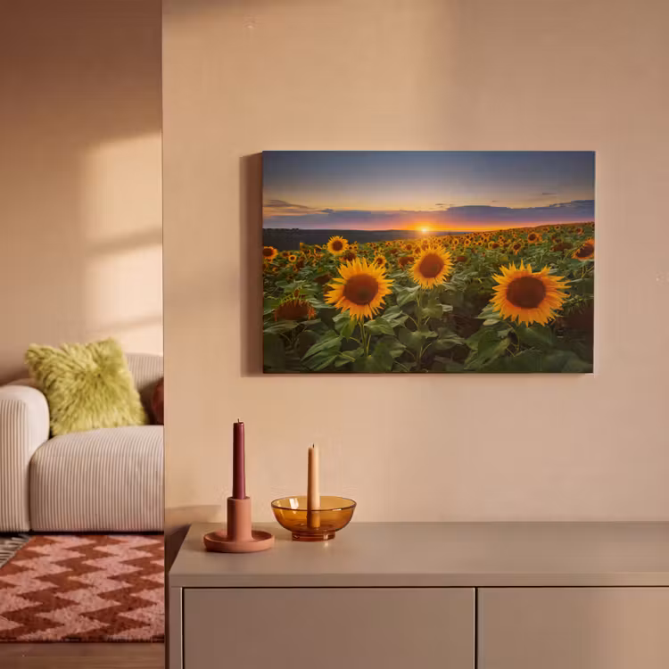 Bloemen - Nacht - Zonsondergang - Zonnebloem - Horizon canvas 2cm klein -sfeer1