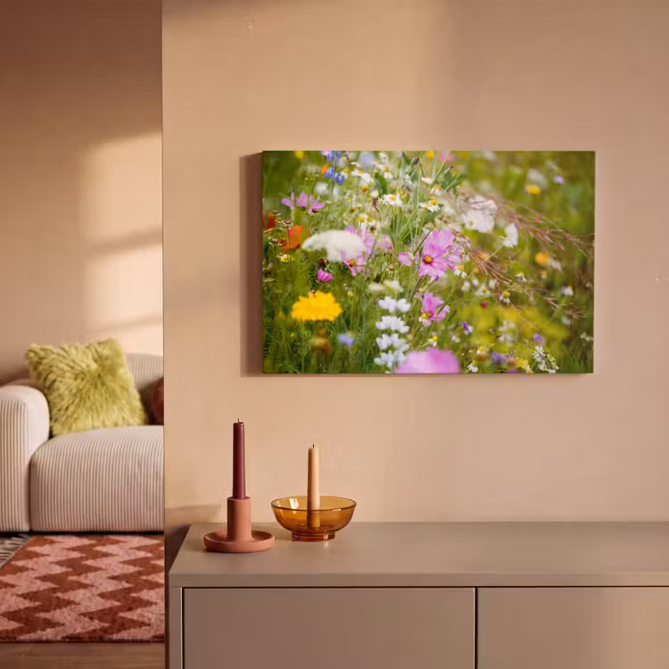 Bloemen - Natuur - Groen - Gras - Paars - Wit canvas 2cm klein -sfeer1