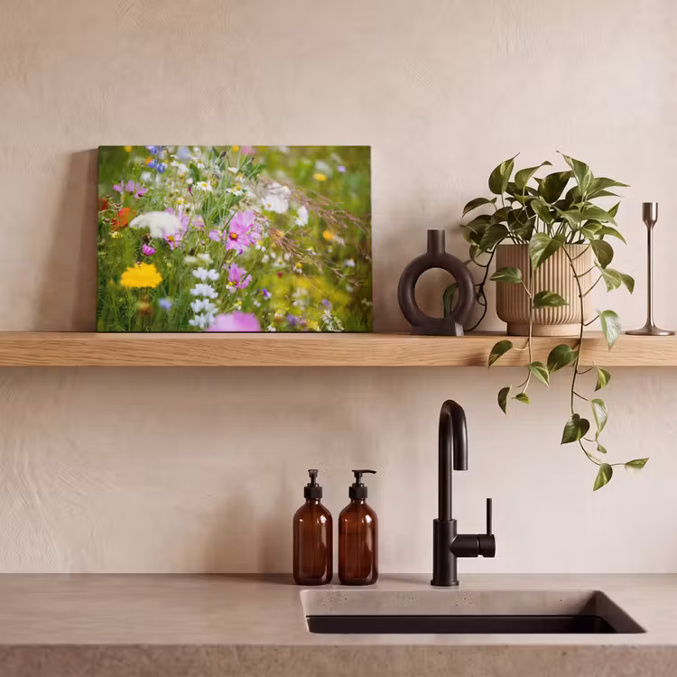 Bloemen - Natuur - Groen - Gras - Paars - Wit canvas 2cm klein -sfeer3