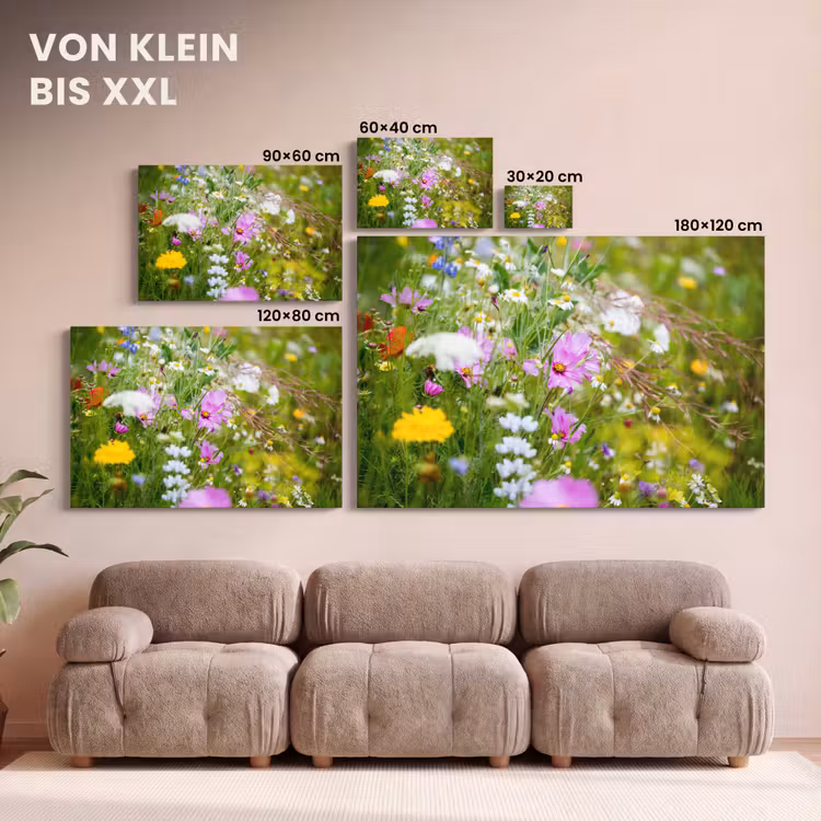 Bloemen - Natuur - Groen - Gras - Paars - Wit canvas 2cm klein -Xsfeer8_DE