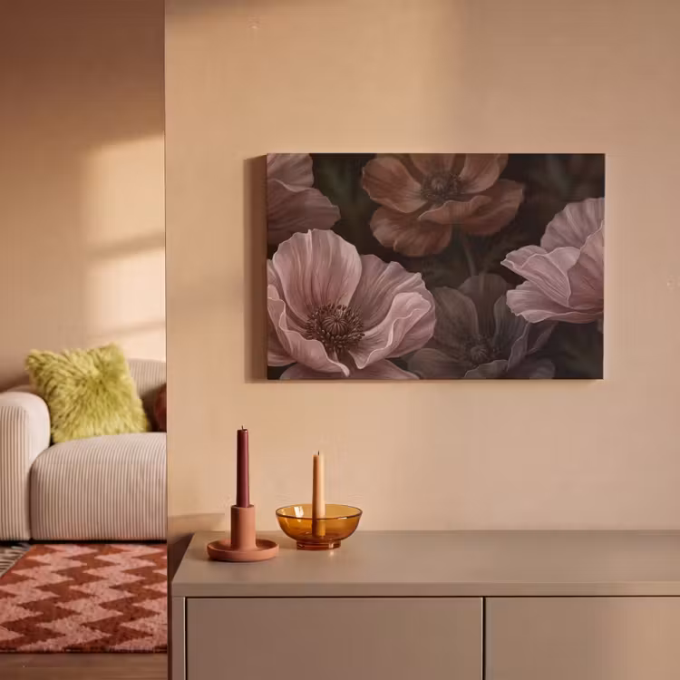 Bloemen - Natuur - Roze - Donker - Modern canvas 2cm klein -sfeer1