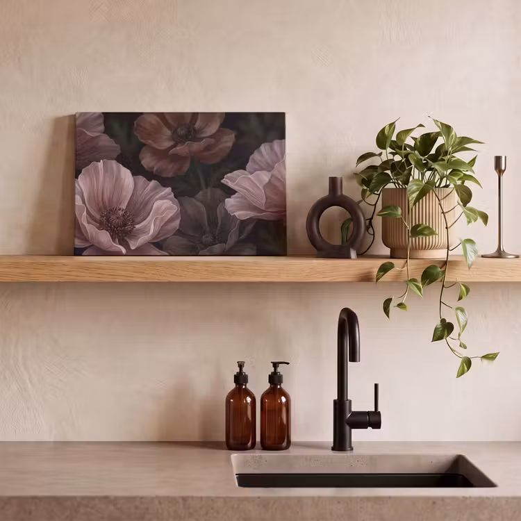 Bloemen - Natuur - Roze - Donker - Modern canvas 2cm klein -sfeer3