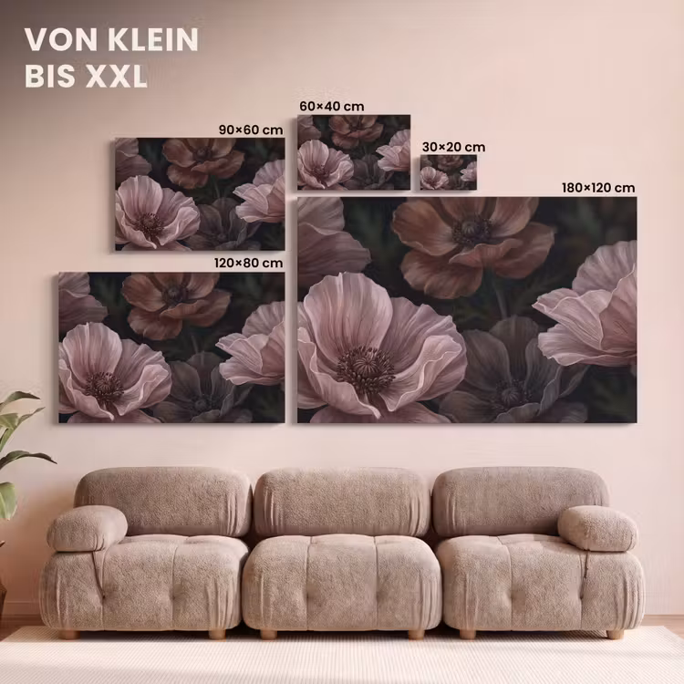 Bloemen - Natuur - Roze - Donker - Modern canvas 2cm klein -Xsfeer8_DE