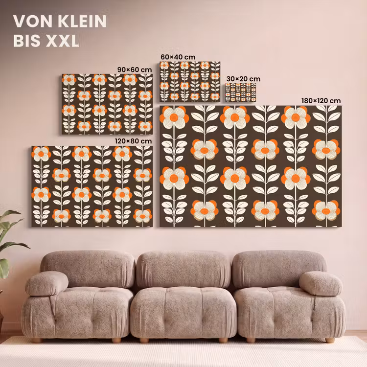Bloemen - Retro - Bruin canvas 2cm klein 34 -Xsfeer8_DE