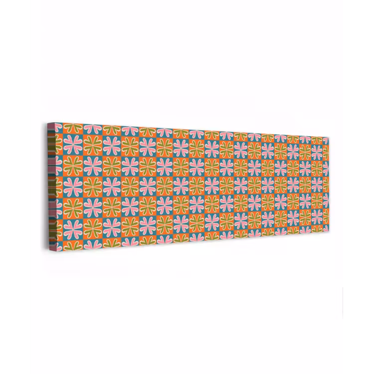 Bloemen - Retro - Patroon - Kleurrijk canvas 2cm klein 828 -z3d