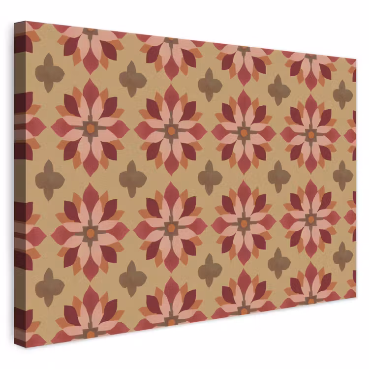 Bloemen - Retro - Groen canvas 2cm klein 34 -3d
