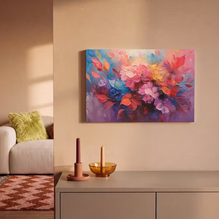 Bloemen - Roze - Watercolor - Kunst canvas 2cm klein -sfeer1