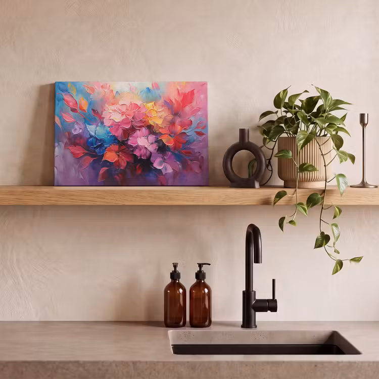 Bloemen - Roze - Watercolor - Kunst canvas 2cm klein -sfeer6