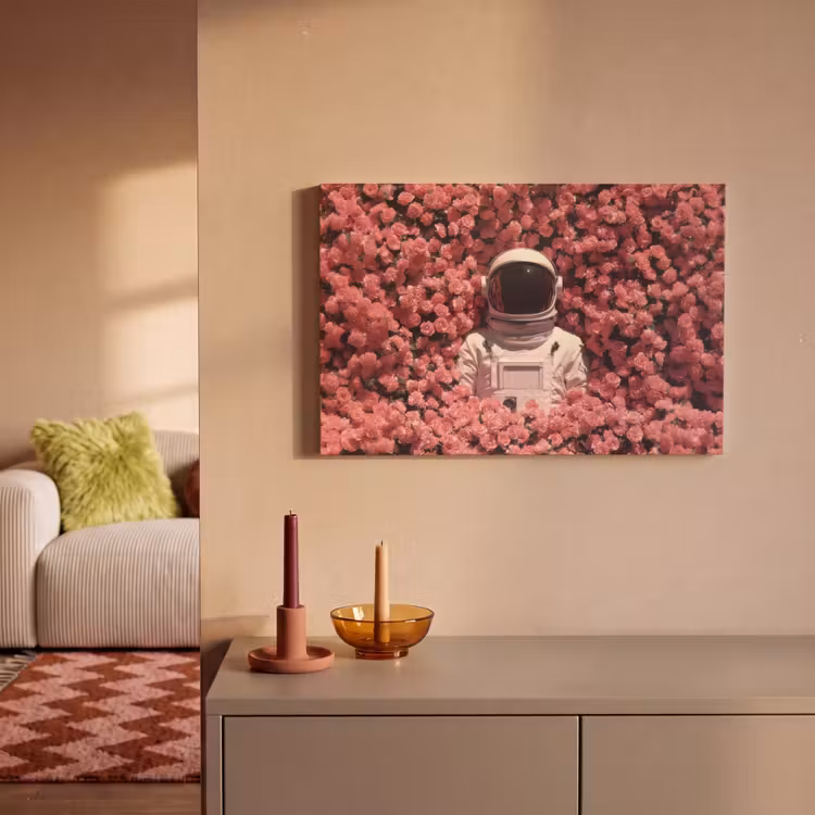 Bloemen - Roze - Astronaut canvas 2cm klein -sfeer1