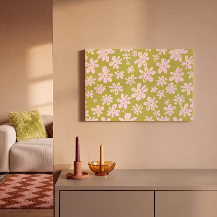 Bloemen - Roze - Getekend - Patroon canvas 2cm klein -sfeer1