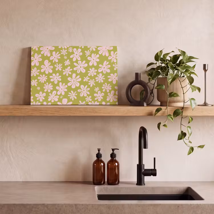 Bloemen - Roze - Getekend - Patroon canvas 2cm klein -sfeer3