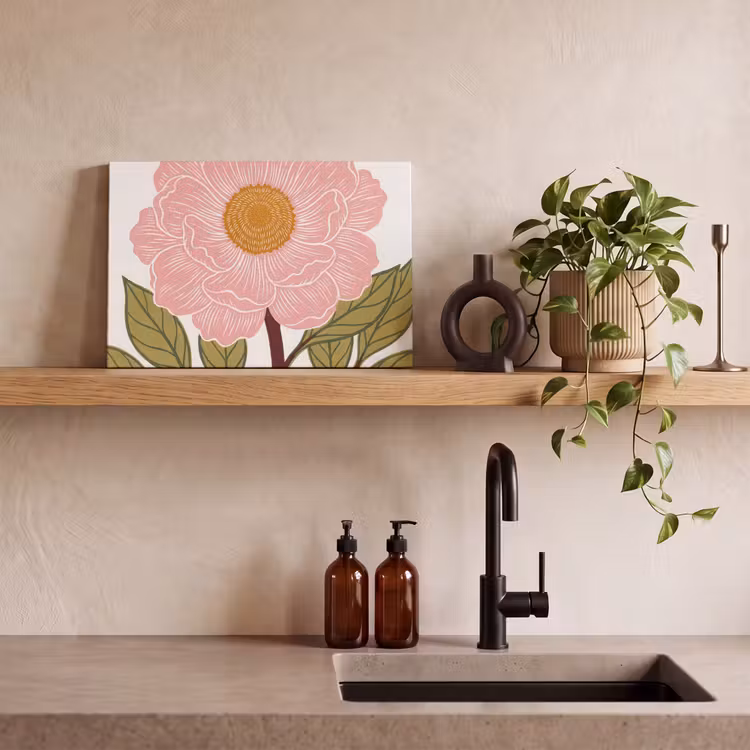 Leinwandbild - Blumen – Rosa – Illustration - Bloemen - Roze - Illustratie canvas 2cm klein