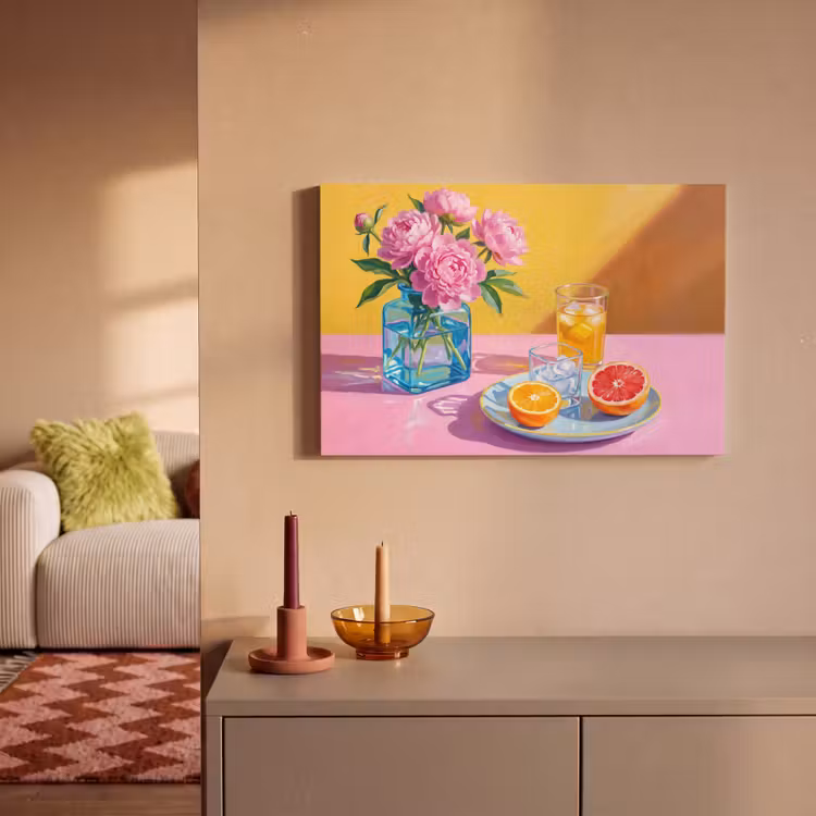 Leinwandbild - Blumen – Rosa – Modern - Bloemen - Roze - Modern canvas 2cm klein