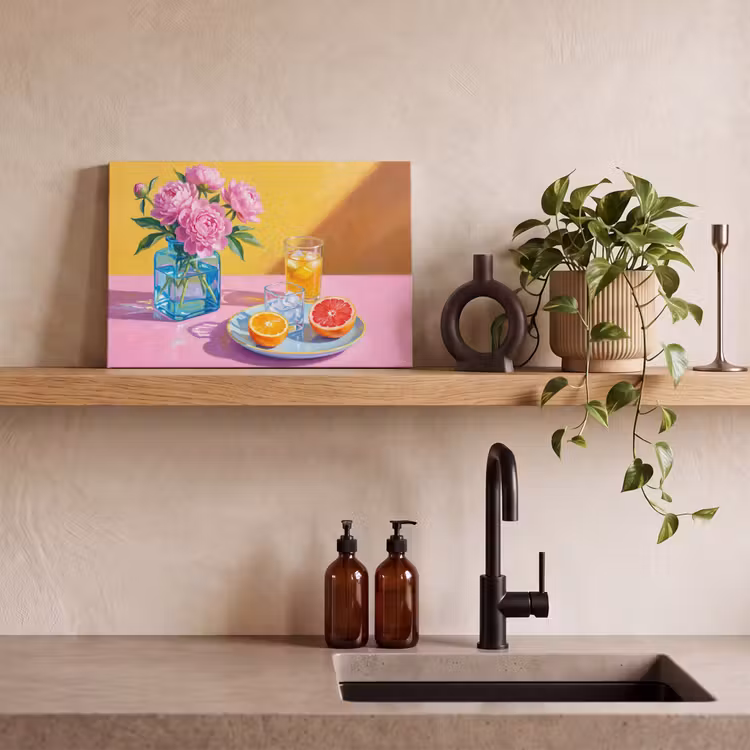 Leinwandbild - Blumen – Rosa – Modern - Bloemen - Roze - Modern canvas 2cm klein