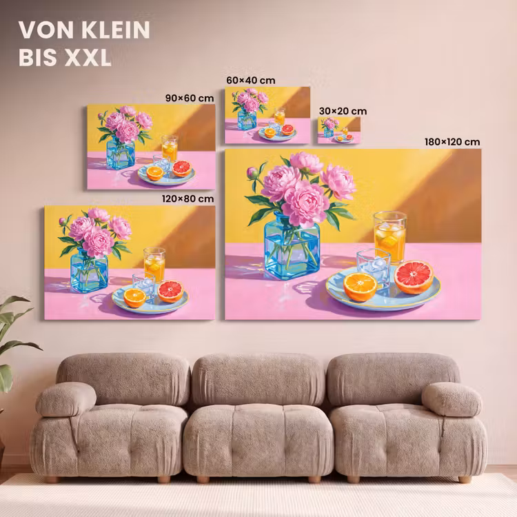 Leinwandbild - Blumen – Rosa – Modern - Bloemen - Roze - Modern canvas 2cm klein