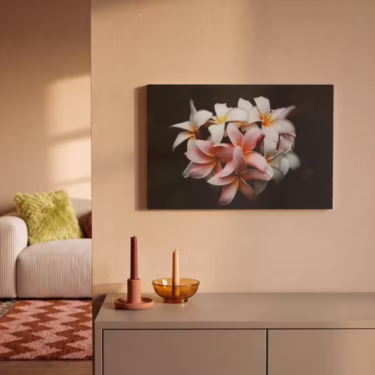 Bloemen - Roze - Zwart - Flora - Botanisch canvas 2cm klein -sfeer1
