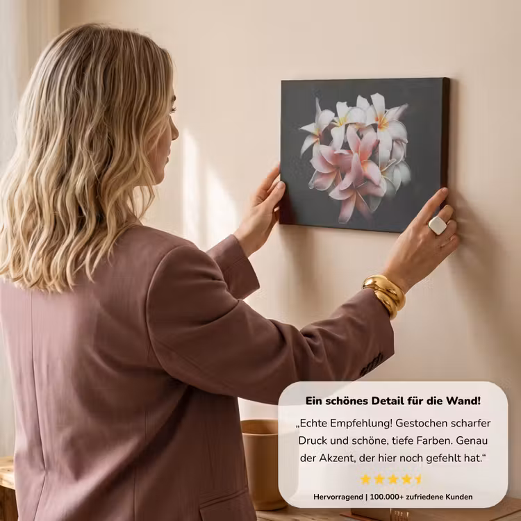 Bloemen - Roze - Zwart - Flora - Botanisch canvas 2cm klein -sfeer3