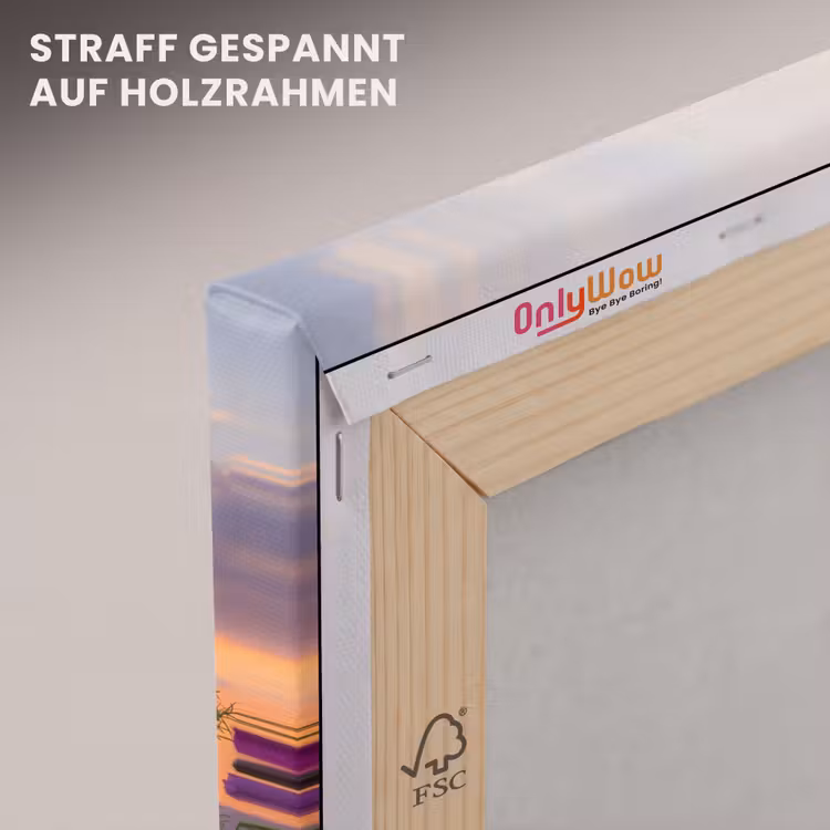 Bloemen - Roze - Zonsondergang - Natuur - Weide - Horizon canvas 2cm klein -uniquesellingpoint_afwerking-onlywow_DE