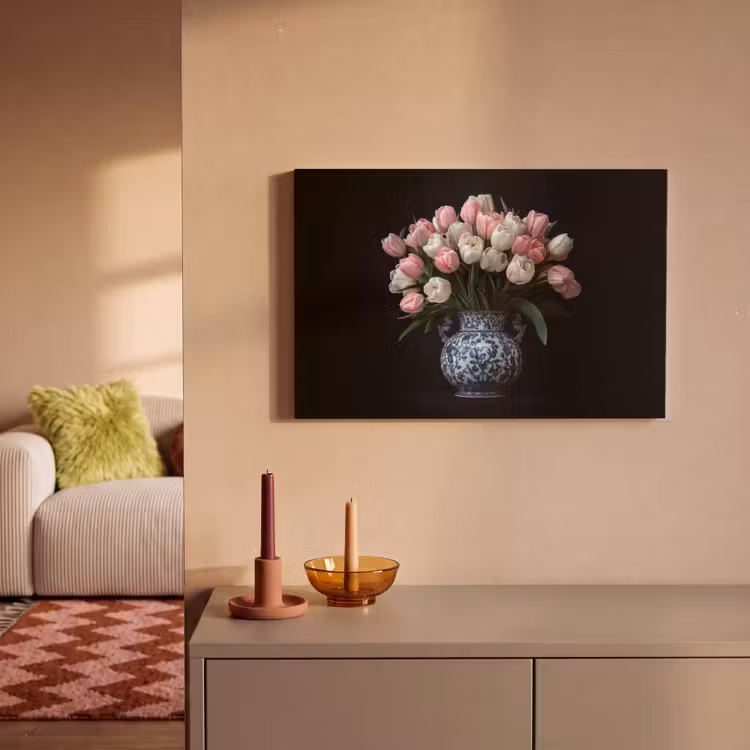 Bloemen - Roze - Tulpen - Vaas canvas 2cm klein -sfeer1