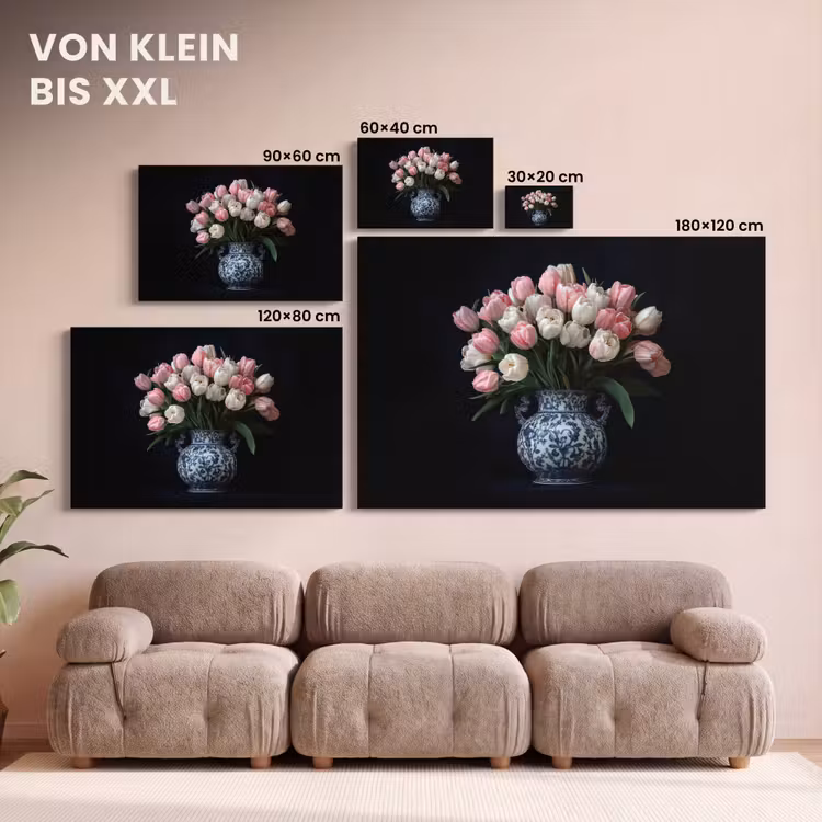 Bloemen - Roze - Tulpen - Vaas canvas 2cm klein -Xsfeer8_DE