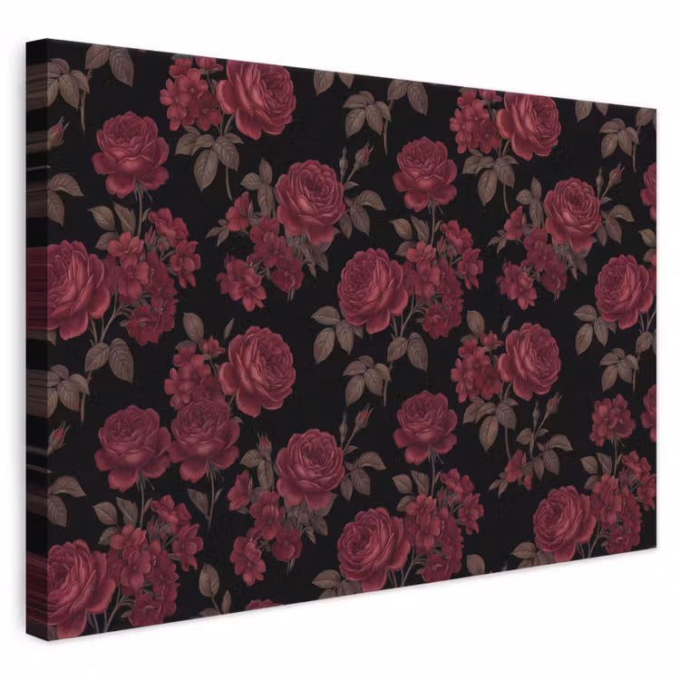 Bloemen - Roos - Patroon - Klassiek - Rood canvas 2cm klein -3d