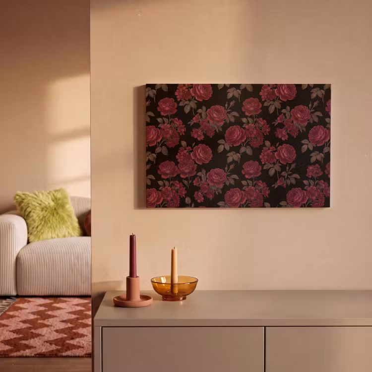 Bloemen - Roos - Patroon - Klassiek - Rood canvas 2cm klein -sfeer1