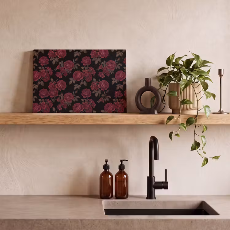 Bloemen - Roos - Patroon - Klassiek - Rood canvas 2cm klein -sfeer3