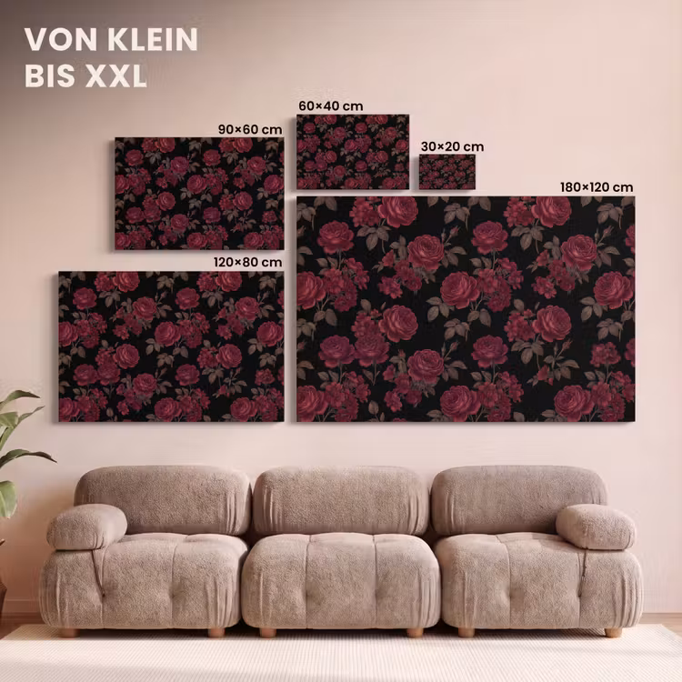 Bloemen - Roos - Patroon - Klassiek - Rood canvas 2cm klein -Xsfeer8_DE
