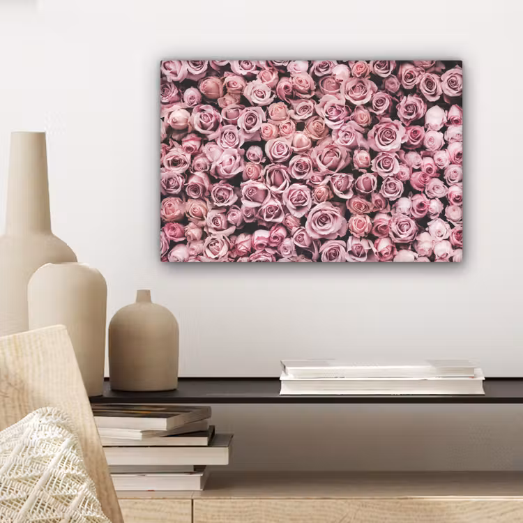 Bloemen - Rozen - Natuur - Roze - Botanisch canvas 2cm klein -sfeer6