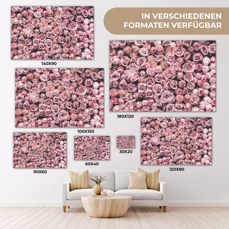 Bloemen - Rozen - Natuur - Roze - Botanisch canvas 2cm klein -Xsfeer8_DE
