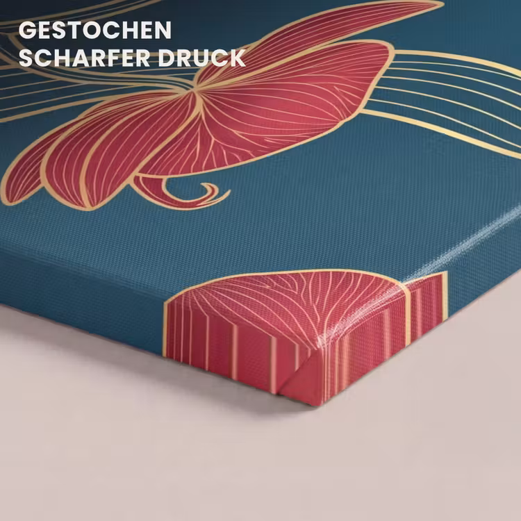 Leinwandbild - Blumen – Rot – Gold - Bloemen - Rood - Goud canvas 2cm klein
