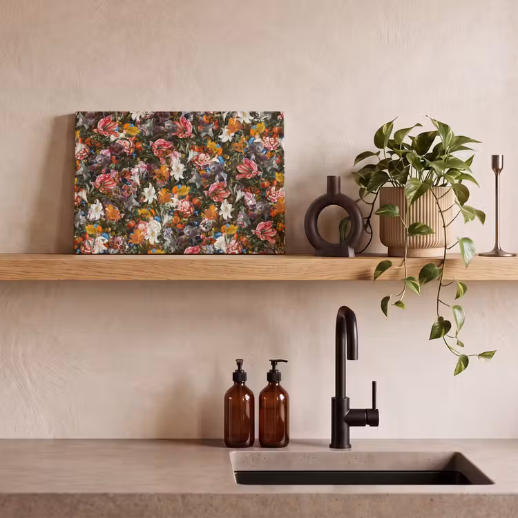 Bloemen - Vlinder - Design - Kunst - Abstract - Schilderij - Oude meesters canvas 2cm klein -sfeer3