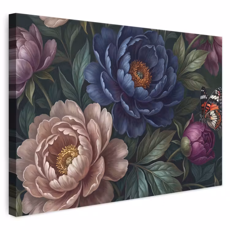 Bloemen - Vlinder - Natuur - Modern - Paars canvas 2cm klein -3d