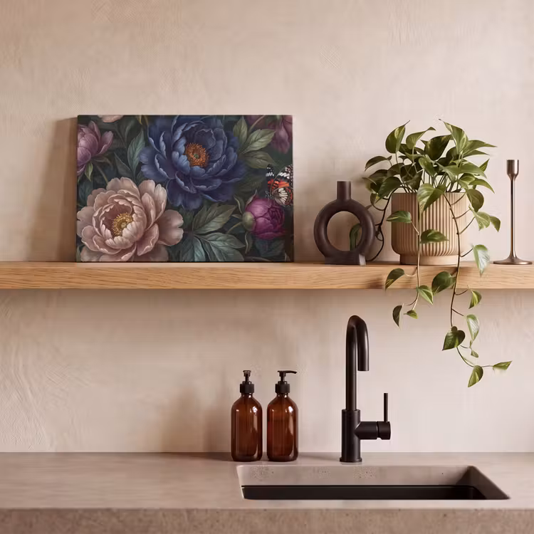 Bloemen - Vlinder - Natuur - Modern - Paars canvas 2cm klein -sfeer3