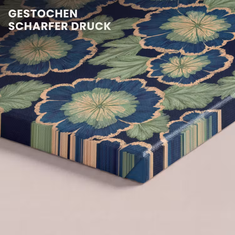 Bloemen - Borduurwerk - Patroon - Blauw - Groen canvas 2cm klein 34 -uniquesellingpoint_afwerking-onlywow_DE