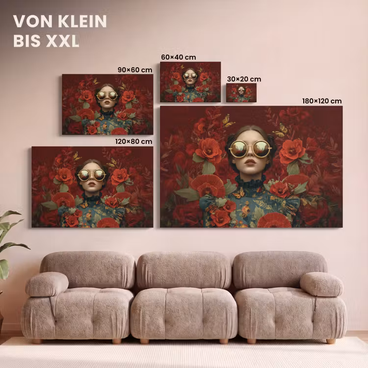 Bloemen - Dieprood - Zonnebril - Vrouw canvas 2cm klein -Xsfeer8_DE