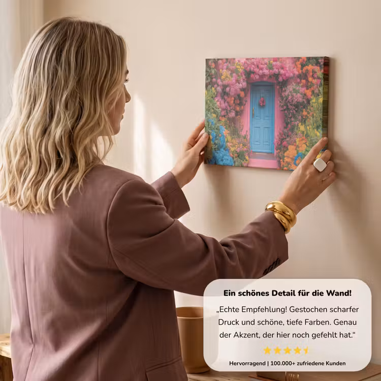 Bloemen - Deur - Roze canvas 2cm klein -sfeer3