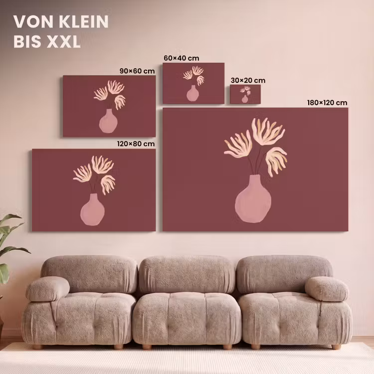 Bloemen - Vaas - Abstract - Modern - Aardetinten canvas 2cm klein -Xsfeer8_DE