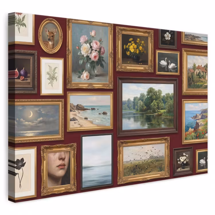 Bloemen - Vaas - Klassiek - Kunst - Rood canvas 2cm klein -3d