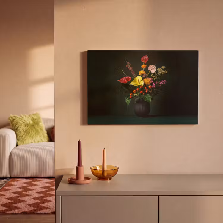 Bloemen - Vaas - Zwart canvas 2cm klein -sfeer1