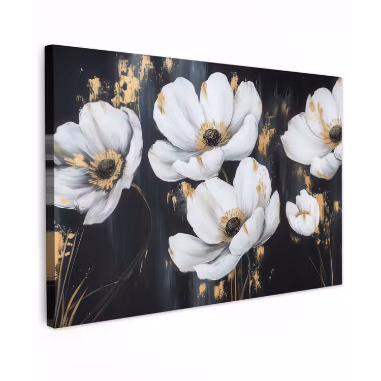 Bloemen - Wit - Abstract canvas 2cm klein -z3d