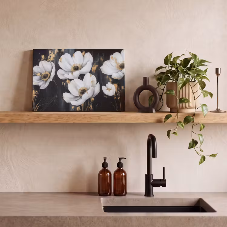 Bloemen - Wit - Abstract canvas 2cm klein -sfeer3